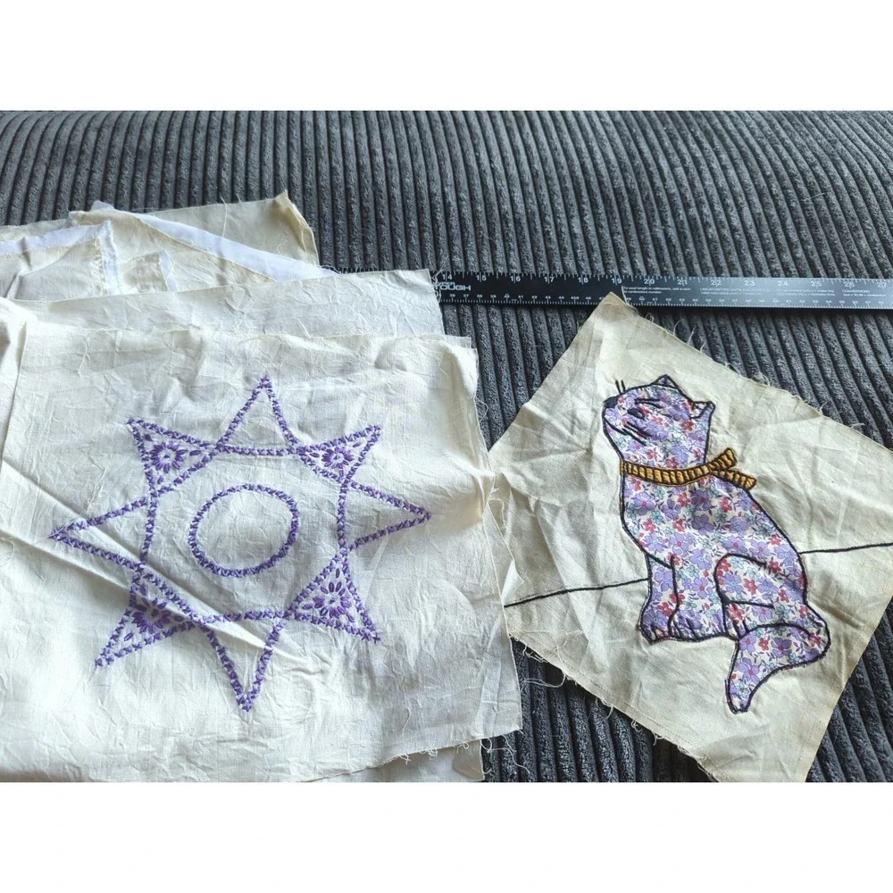 18  Vintage Purple Stars Cross Stitch Quilt 11